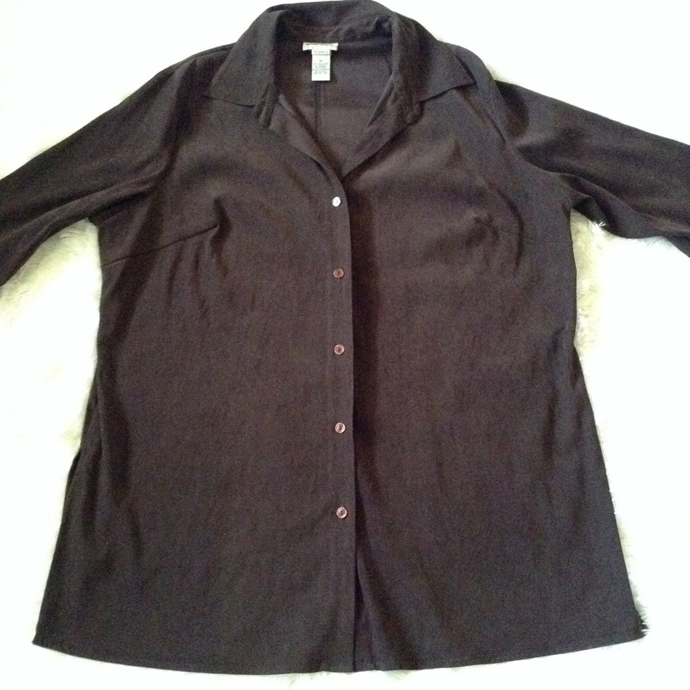 Bridgewater faux-suede button-down top